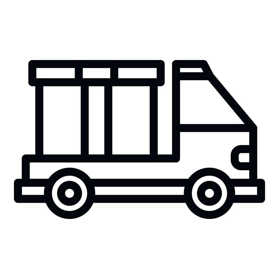 ícone de realocação de caixa de caminhão, estilo de estrutura de tópicos vetor