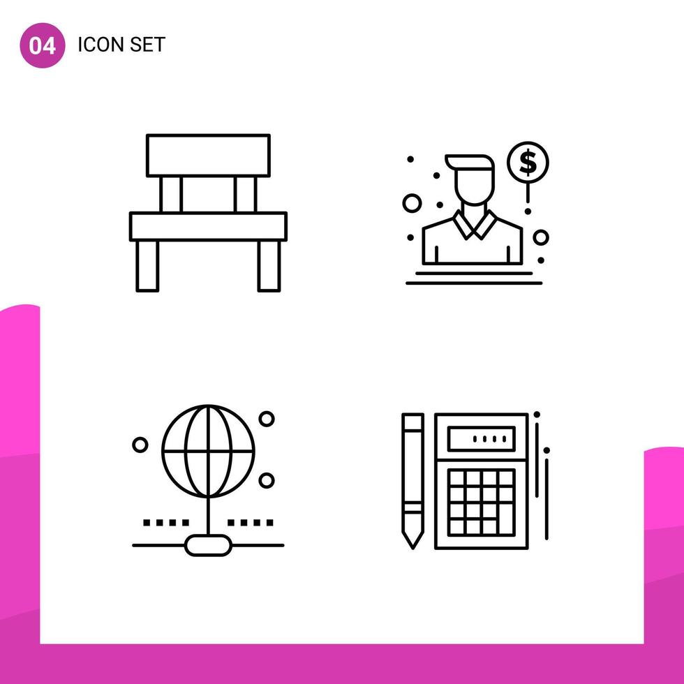 pacote de conjunto de ícones de contorno de 4 ícones de linha isolados em fundo branco para impressão de design de site responsivo e aplicativos móveis fundo de vetor de ícone preto criativo