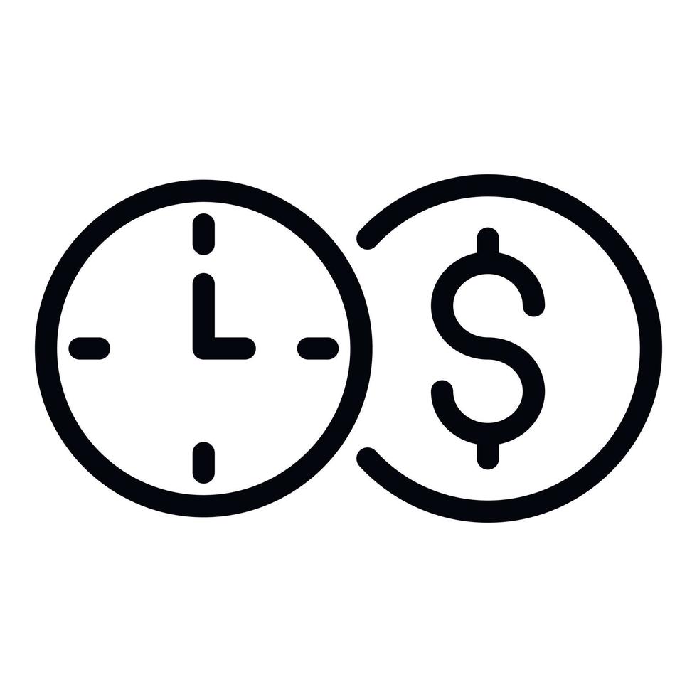 ícone de relógio de dinheiro, estilo de estrutura de tópicos vetor