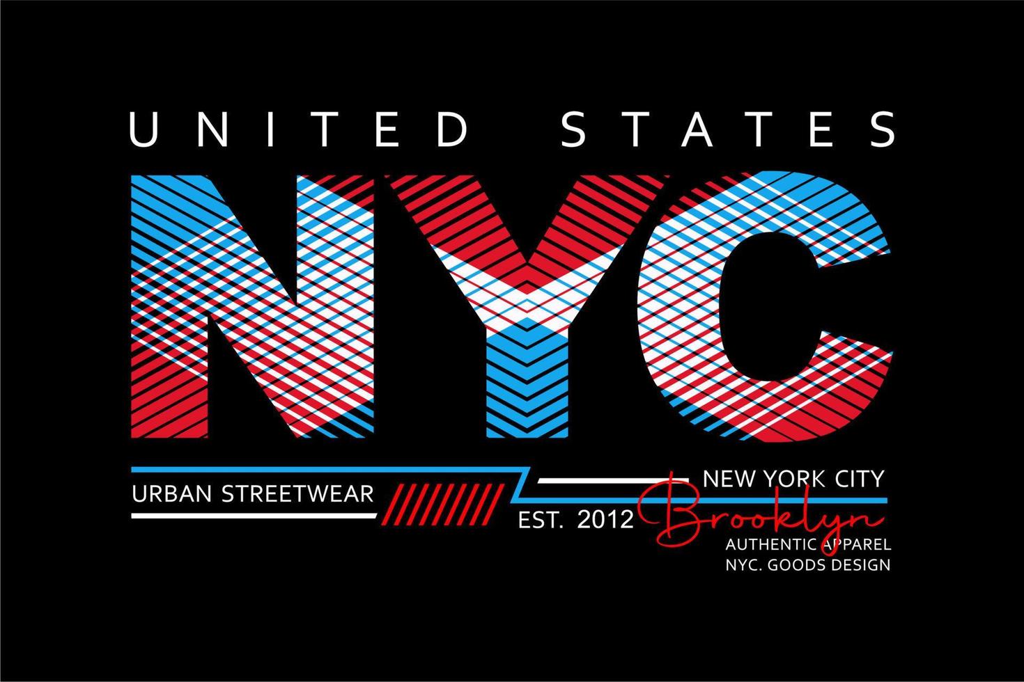 design de tipografia de nyc impresso para camisetas vetor