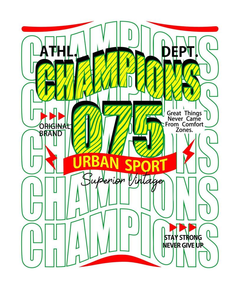 design de tipografia Champions 075 para camisetas vetor