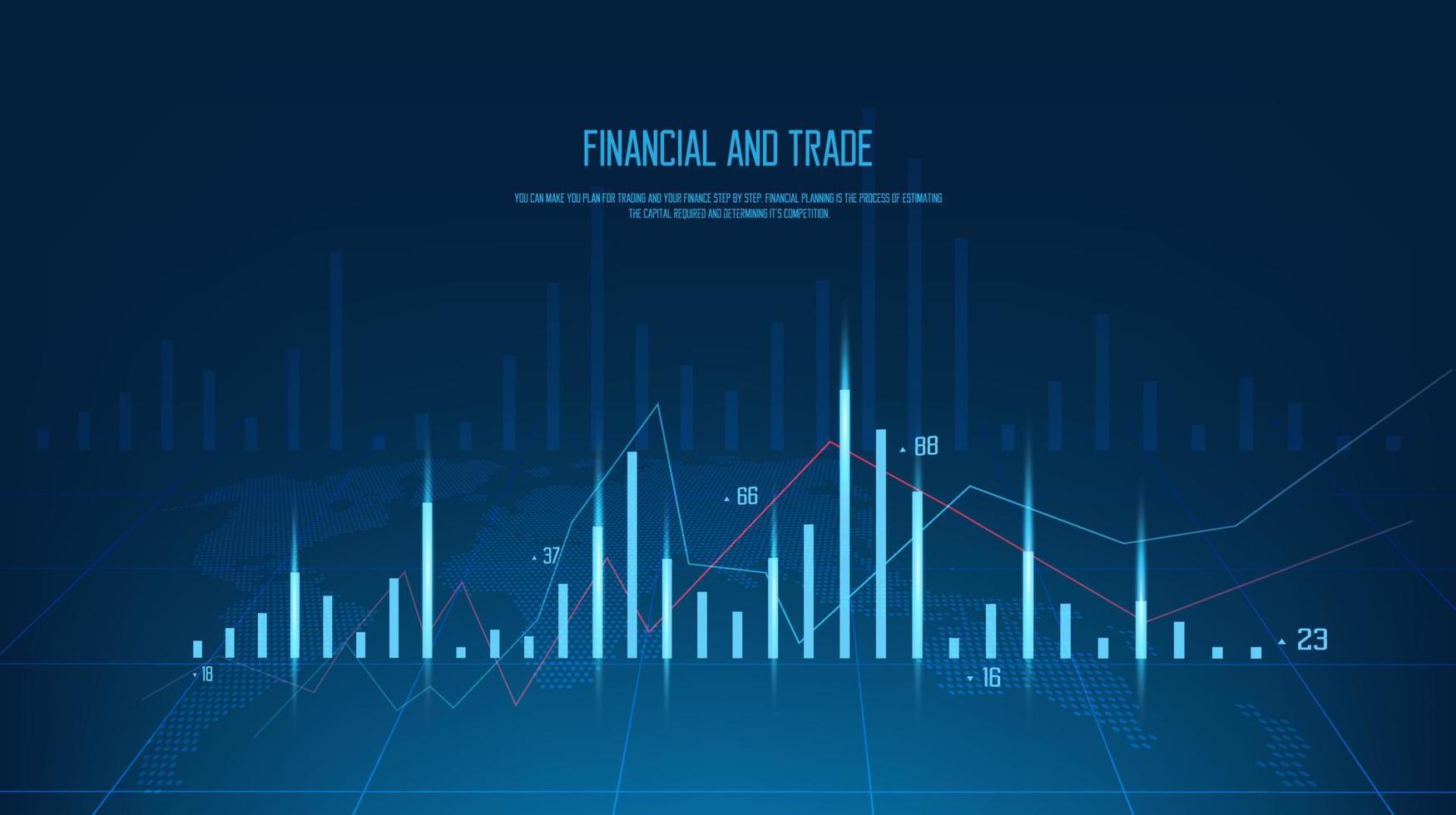 gráfico do mercado de ações, uma barra forex para negociação, conceito de gráfico azul claro sobre fundo azul claro para investimento financeiro, gráfico de tendências econômicas, ilustração vetorial. vetor