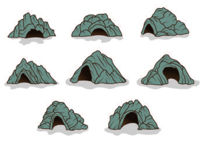 Conjunto de ícones da caverna vetor