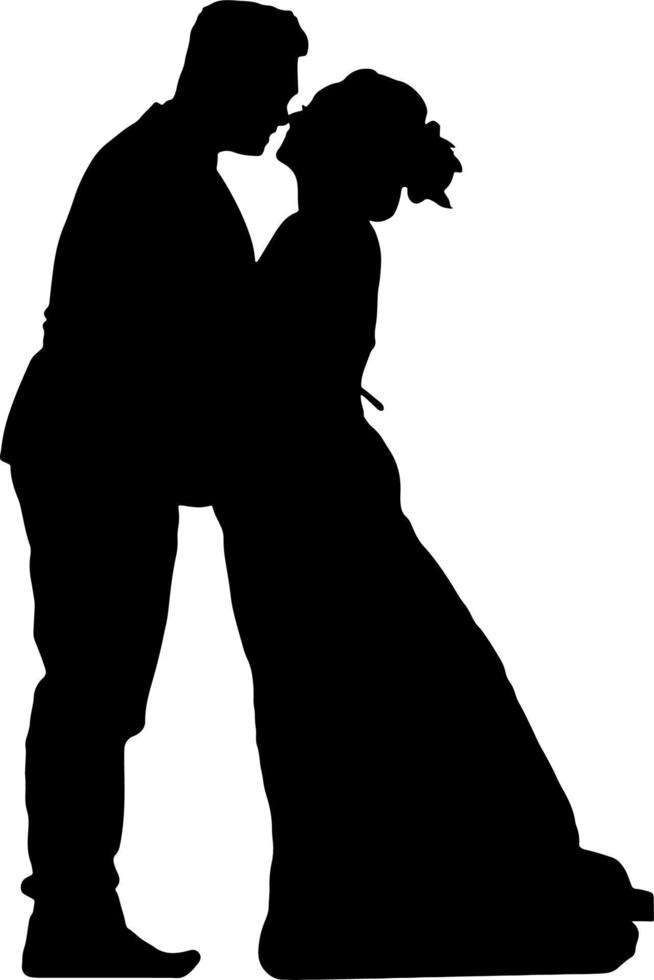 casais de silhueta preto e branco. amantes, beijo. Dia dos Namorados. ilustração vetorial para site, impressão vetor