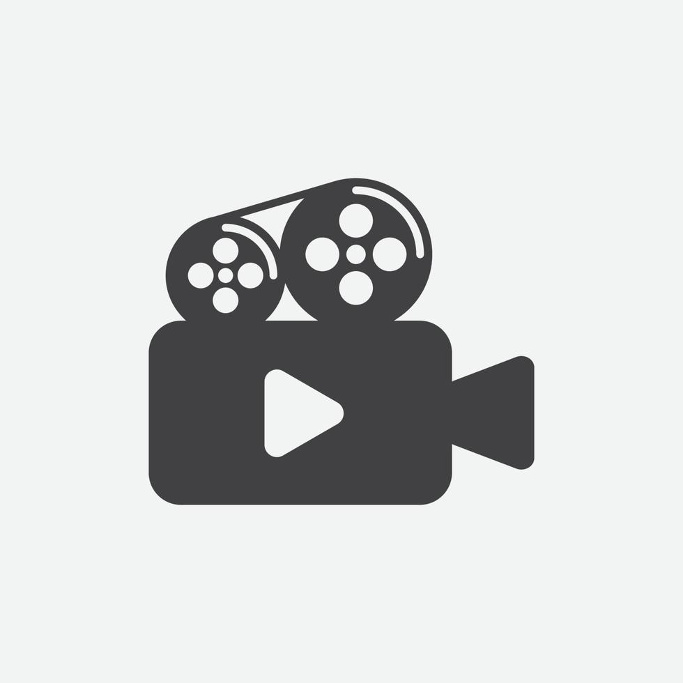 ilustração vetorial do ícone do gravador de vídeo, ícone do filme da câmera, sinal de vídeo, símbolo do cinema, ícone plano da câmera de vídeo, design de ilustração da câmera de vídeo vetor