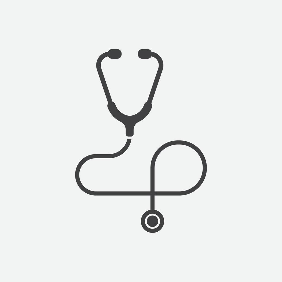 ilustração vetorial ícone médico, ícone vetorial estetoscópio em design plano moderno, ilustração vetorial para web e móvel, estetoscópio, enfermeira, cuidados de saúde. vetor