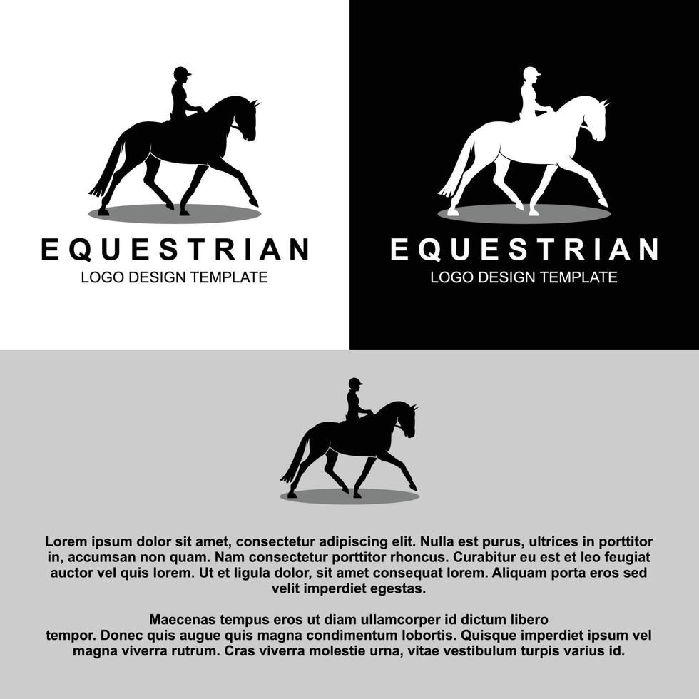 design criativo de logotipo de silhueta equestre vetor