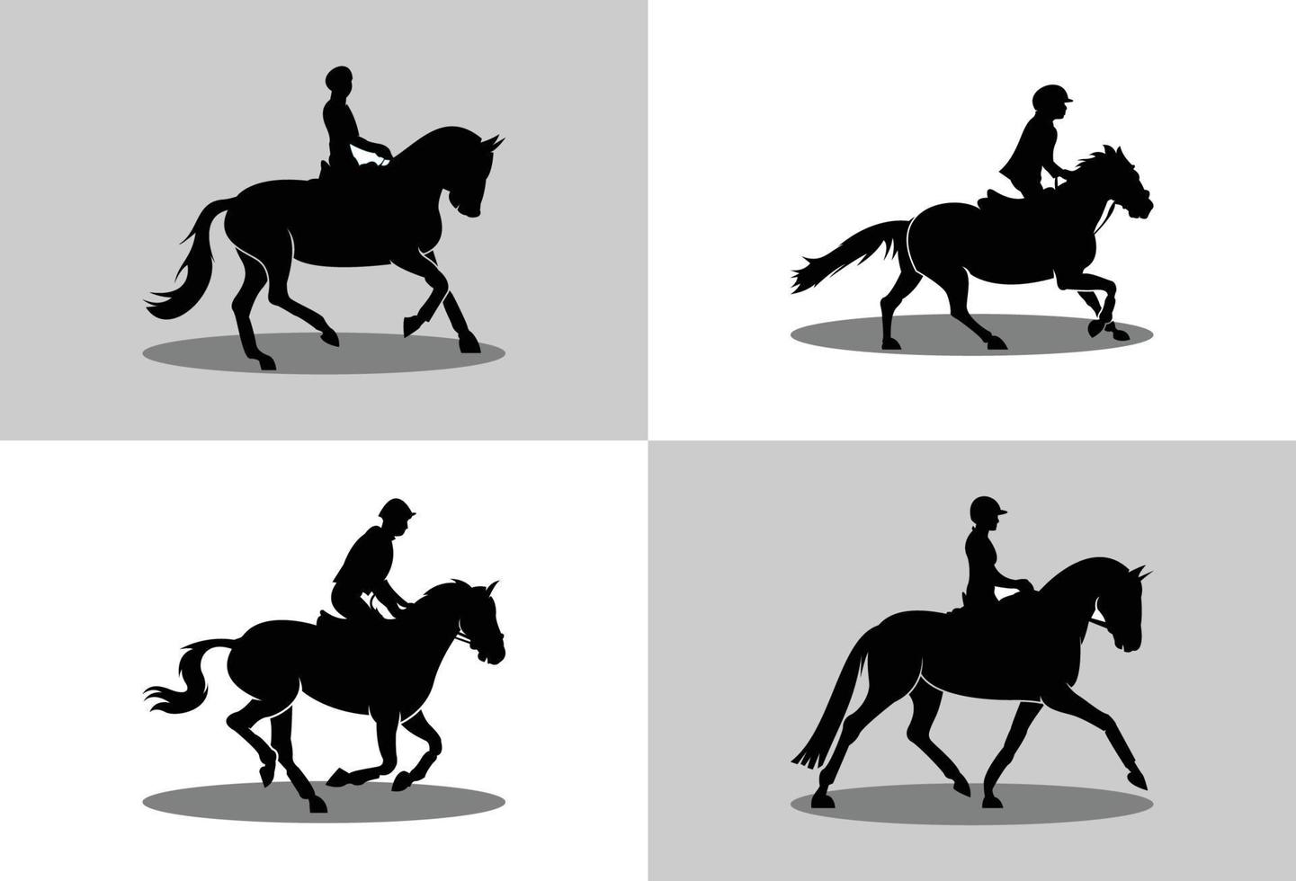conjunto de design criativo de logotipo de silhueta equestre vetor