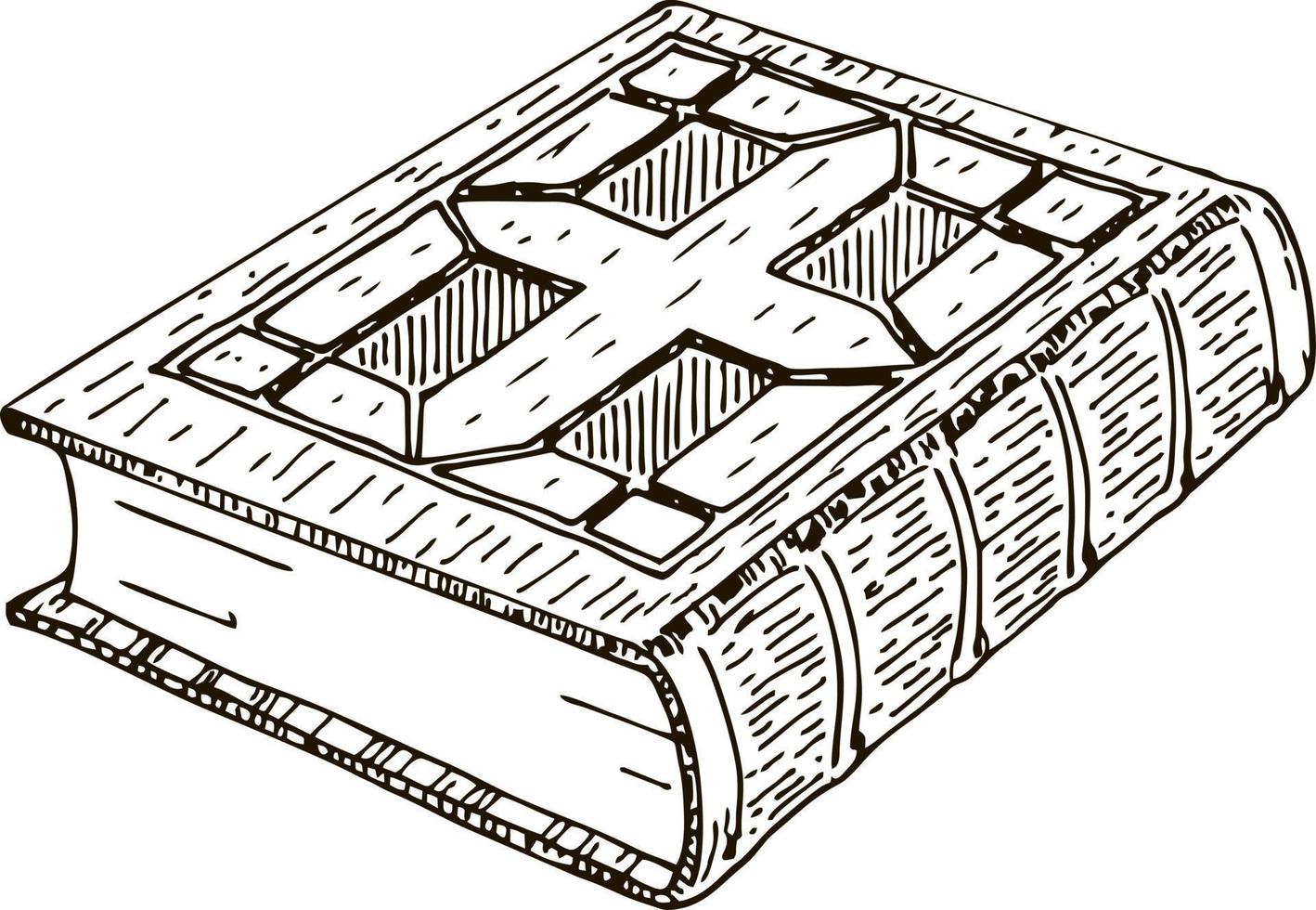 livro da bíblia sagrada. ícone da Bíblia. velho livro grosso. ilustração de gravura vintage vetorial desenhada à mão vetor