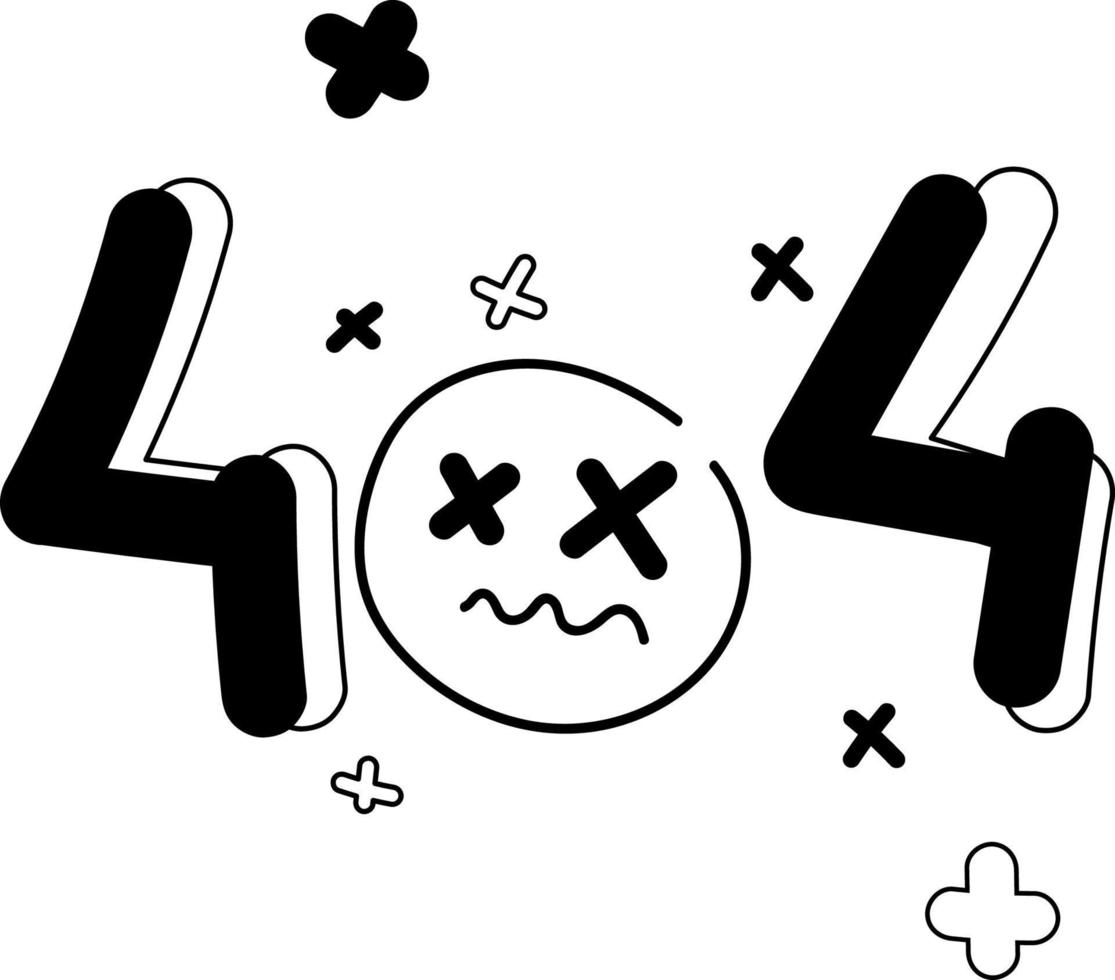 página de ilustração de erro 404 desenhada à mão vetor