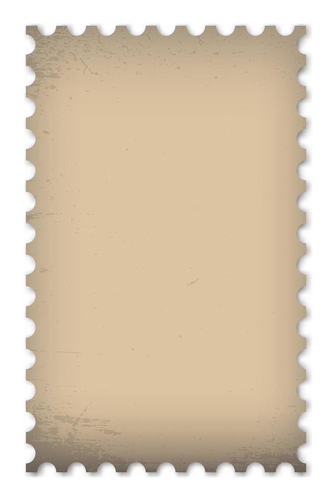antigo selo postal grunge. modelo de selo postal limpo. borda do selo postal. selo postal de maquete com sombra. selo postal em branco. ilustração vetorial vetor