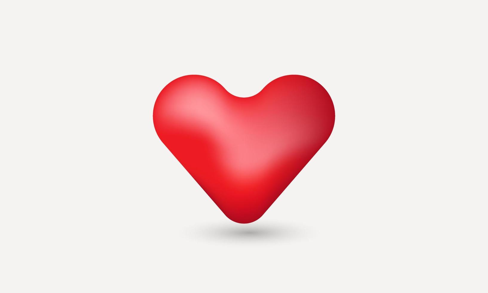 ilustração simples ícone 3d coração vermelho realista realista isolado no fundo vetor