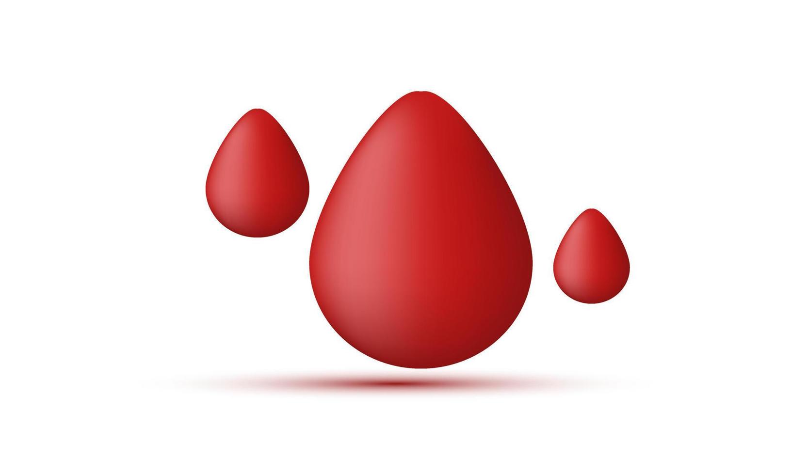 ícone de ilustração realista 3d gotas de sangue de hemoglobina de cor vermelha médica isoladas no fundo vetor