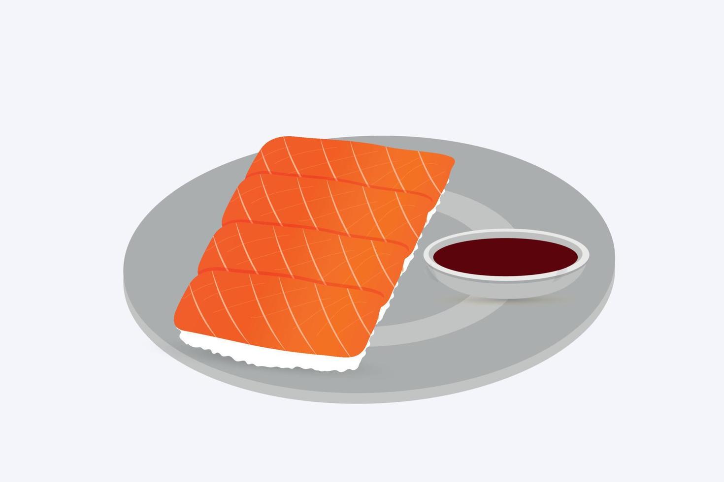 nigiri sushi com ilustração vetorial de molho de tomate vetor