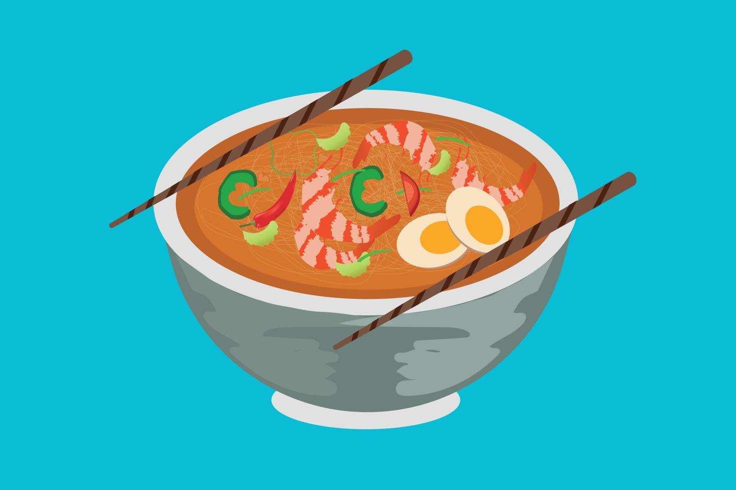 ilustração de comida de design plano de comida asiática realista vetor