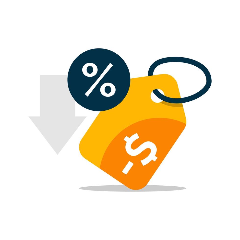 rentável, mais barato, preço de etiqueta, ilustração de conceito de desconto vetor de design plano eps10. elemento gráfico moderno para ícone, página inicial, ui de estado vazio, infográfico