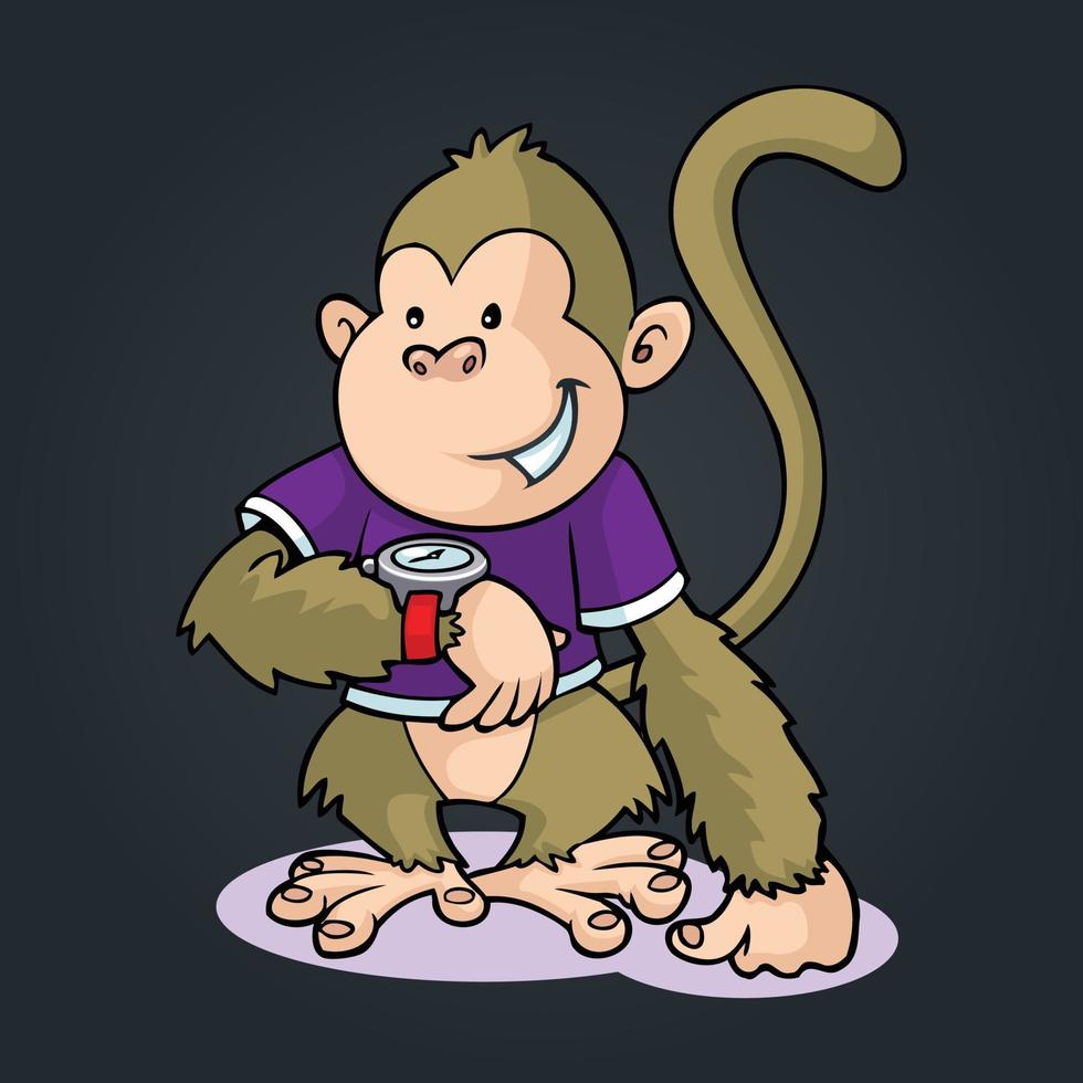 ilustração profissional de vetor de desenho animado de homem macaco bonito