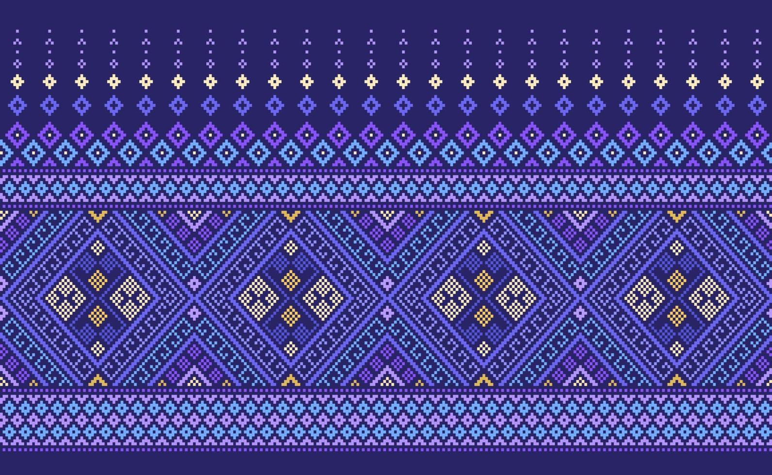 padrão étnico bordado, fundo ornamentado geométrico vetorial, estilo retrô em zigue-zague de ponto cruz vetor