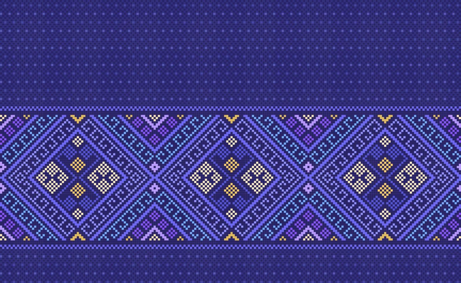 padrão étnico de pixel, fundo oriental de bordado vetorial, design de estilo marroquino de repetição geométrica vetor