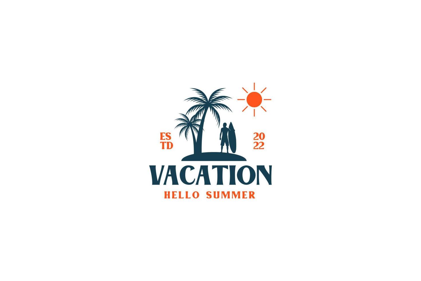 modelo de design de logotipo de férias na praia vetor