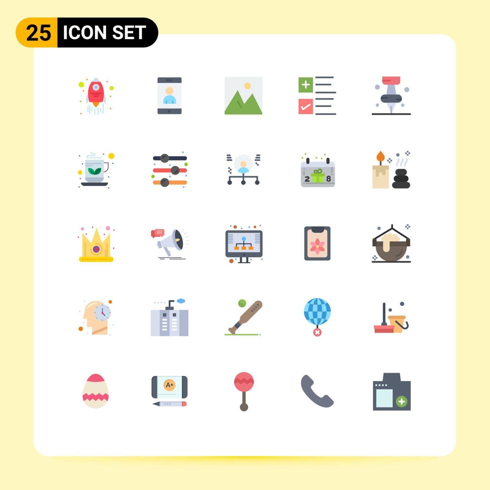 conjunto de 25 sinais de símbolos de ícones de interface do usuário modernos para elementos de design de vetores editáveis de carrapatos de negócios de educação pi