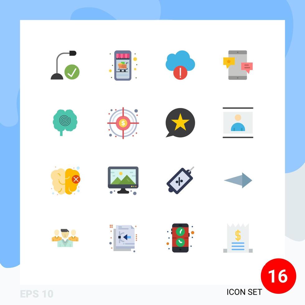pacote de 16 sinais e símbolos modernos de cores planas para mídia impressa na web, como pacote editável de comunidade de rede de alerta de promoção de cabeça de elementos de design de vetores criativos