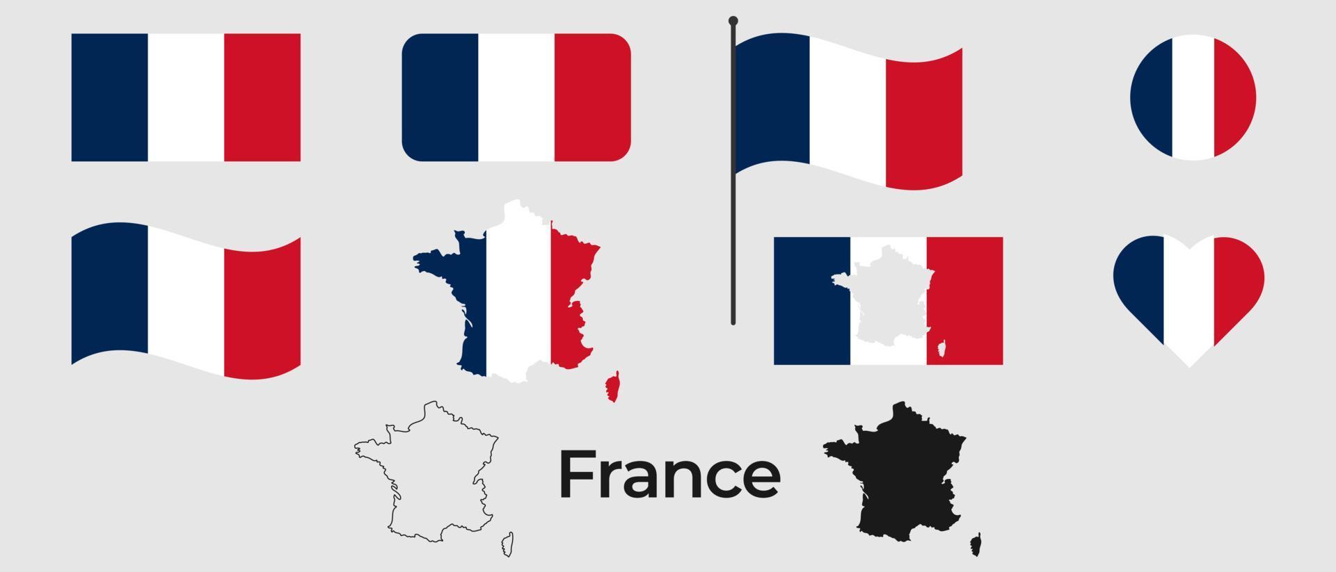 bandeira da frança. silhueta da França. símbolo nacional. vetor