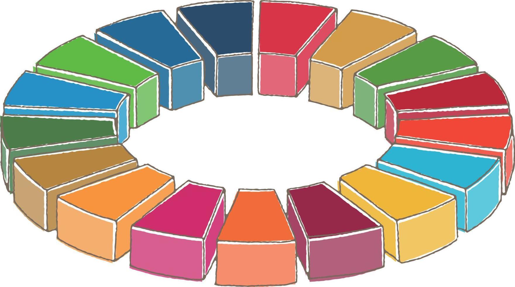 roda de cores sdgs vetor desenhada à mão