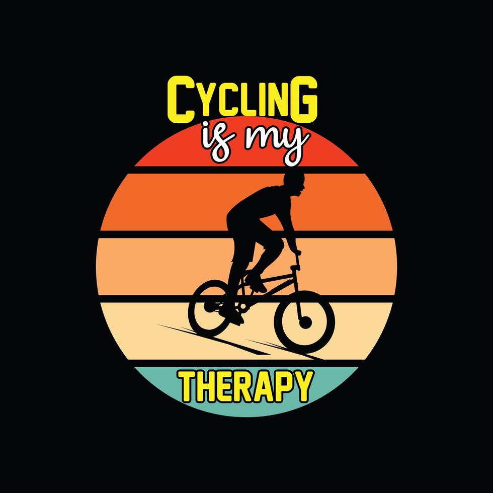 andar de bicicleta é meu design de camiseta de vetor de terapia. design de camiseta de bicicleta. pode ser usado para imprimir canecas, designs de adesivos, cartões comemorativos, pôsteres, bolsas e camisetas.