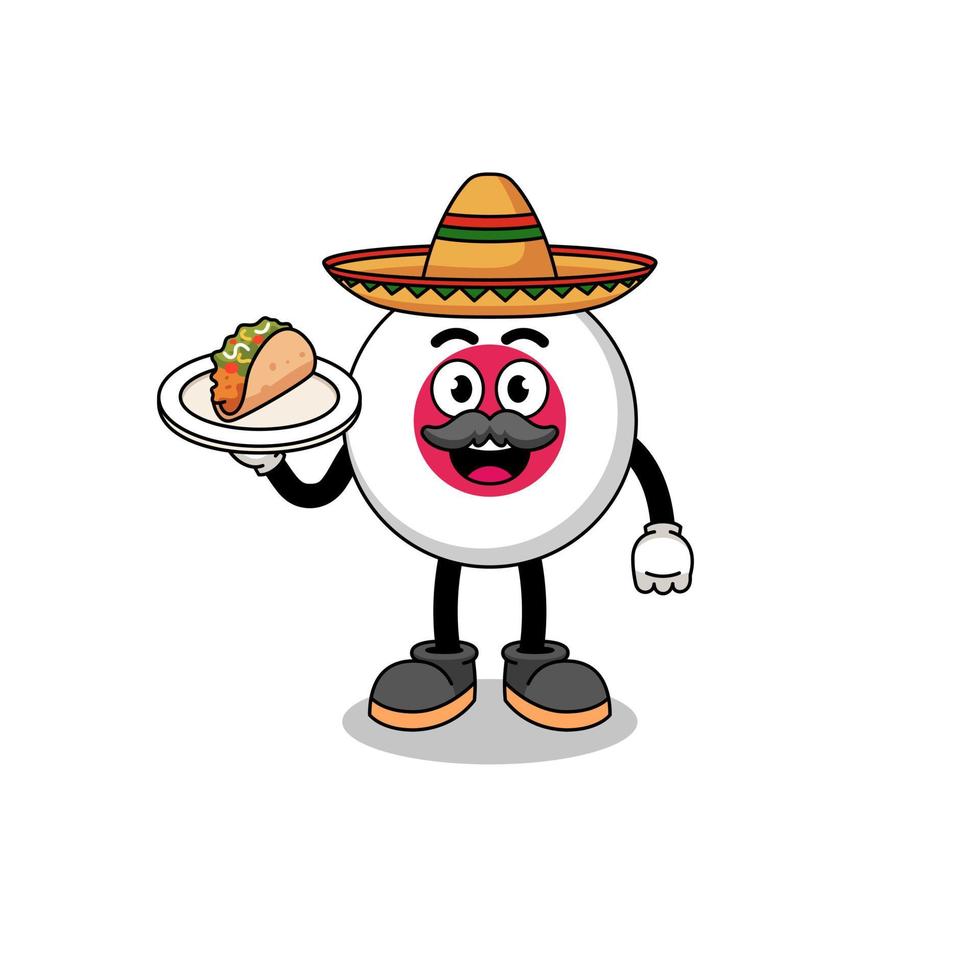 desenho de personagem da bandeira do Japão como chef mexicano vetor