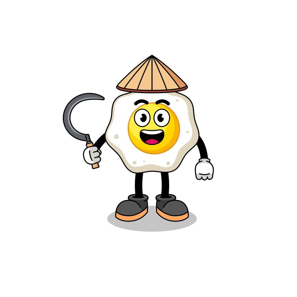 ilustração de ovo frito como um fazendeiro asiático vetor