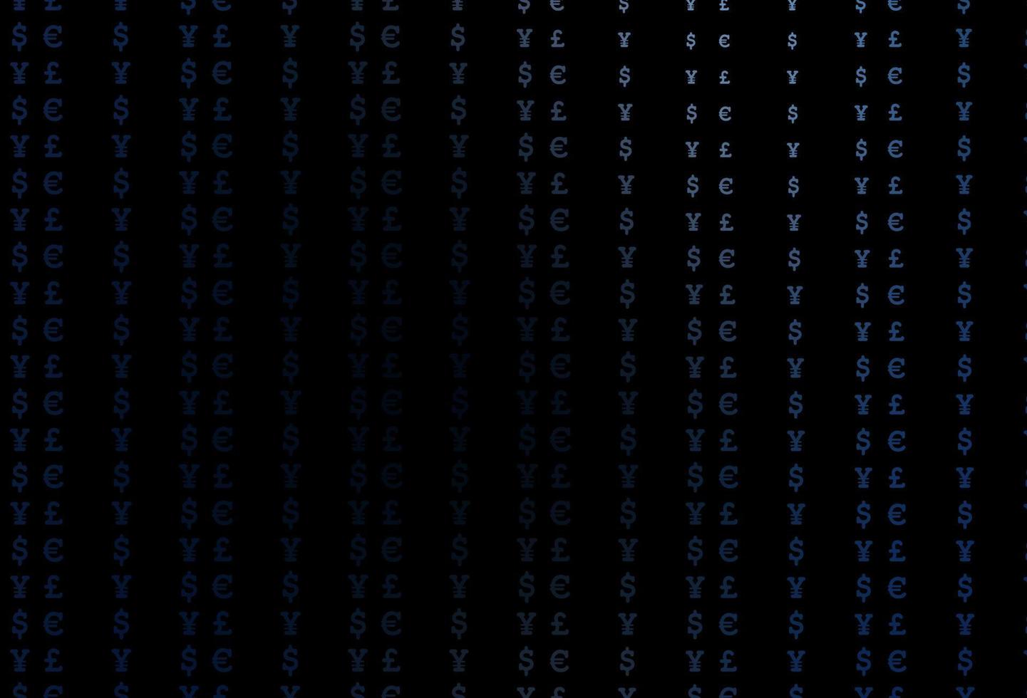 padrão de vetor azul escuro com eur, usd, gbp, jpy.