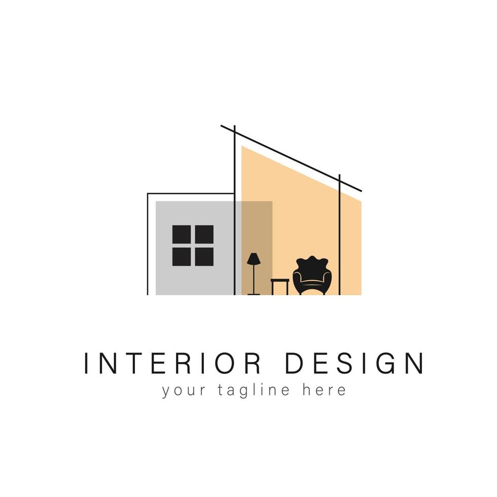 design simples de interiores de logotipo de móveis vetor