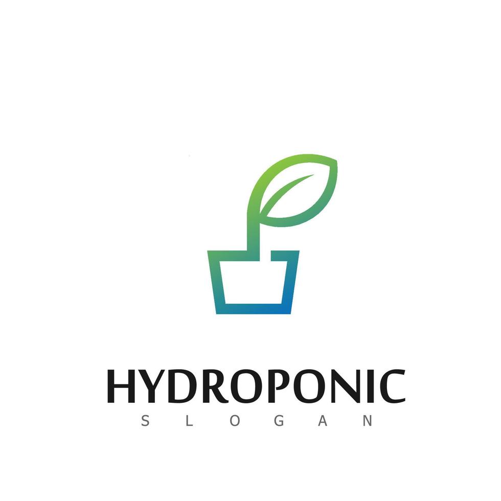 símbolo de design de logotipo natural de natureza hidropônica vetor