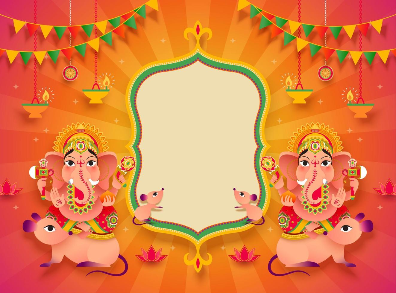 lindo design de plano de fundo do festival ganesh chaturthi com deus hindu ganesha e espaço de cópia em branco vetor