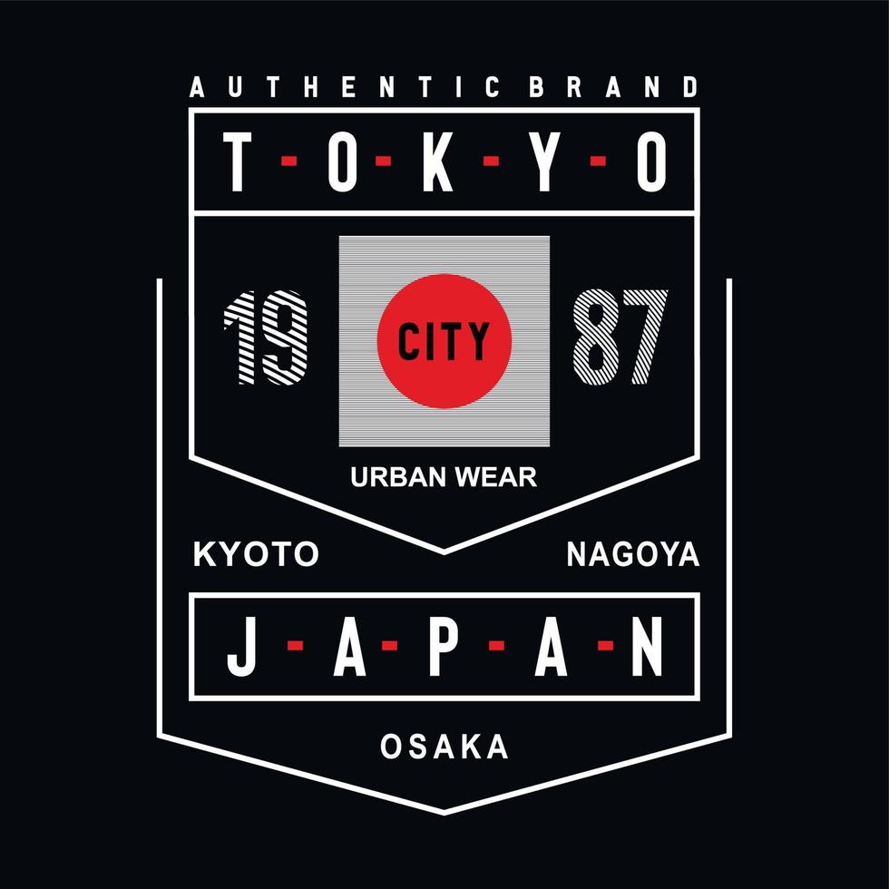 camiseta de design de tipografia de desgaste urbano de Tóquio para impressão de camiseta e outros usos, ilustração vetorial vetor