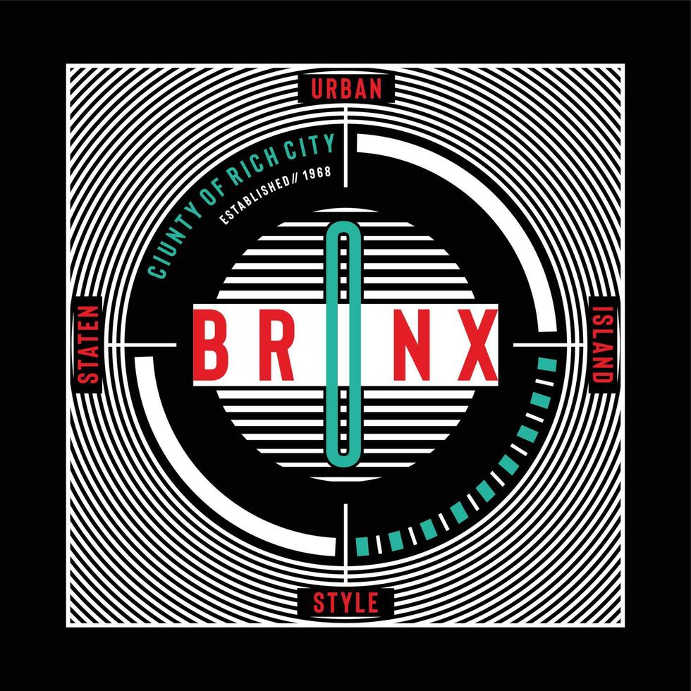 bronx tipografia camiseta design gráfico, ilustração vetorial vetor