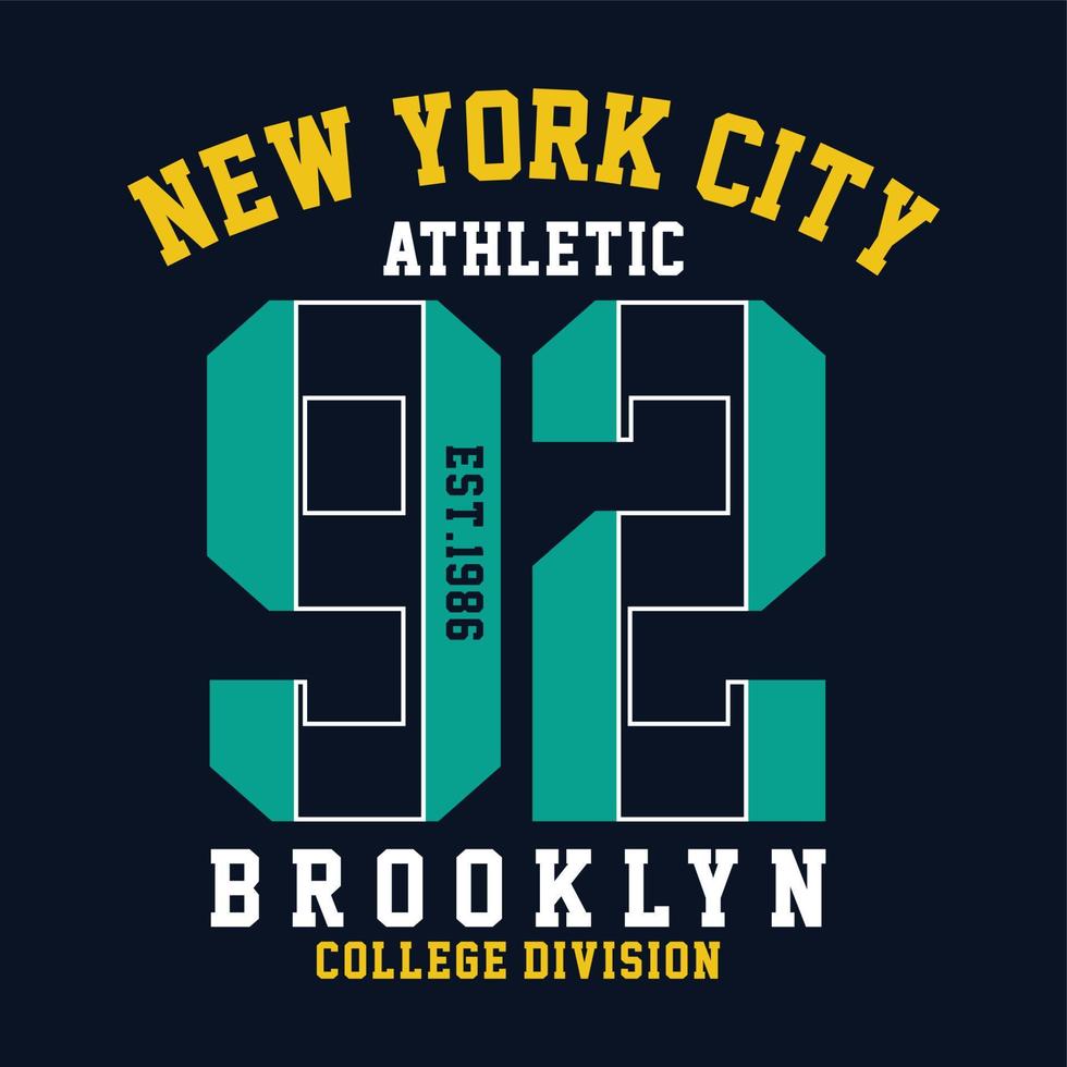 design de camiseta de tipografia de divisão de faculdade de nova york vetor