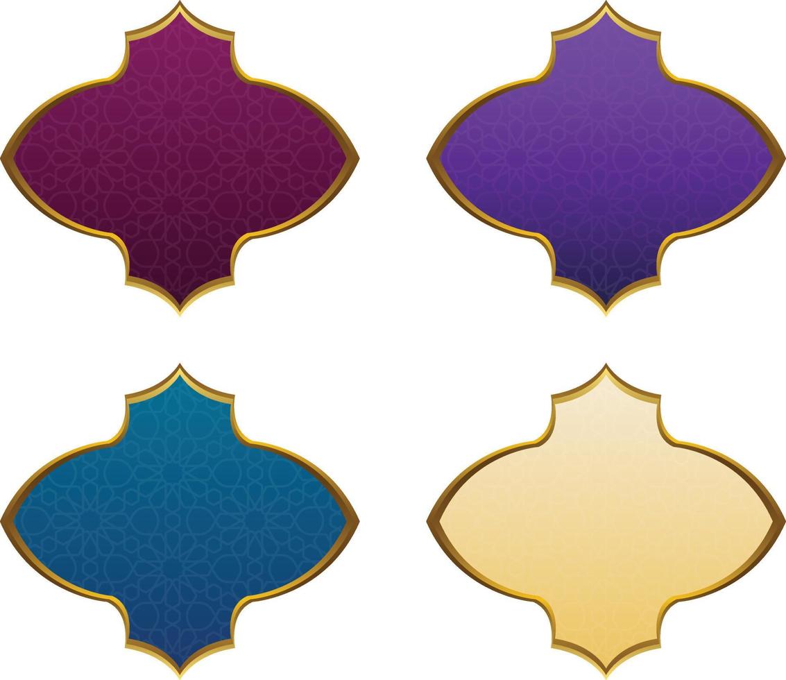 banner islâmico caixa de texto dourada de luxo venda banner título caixa ornamento vetor