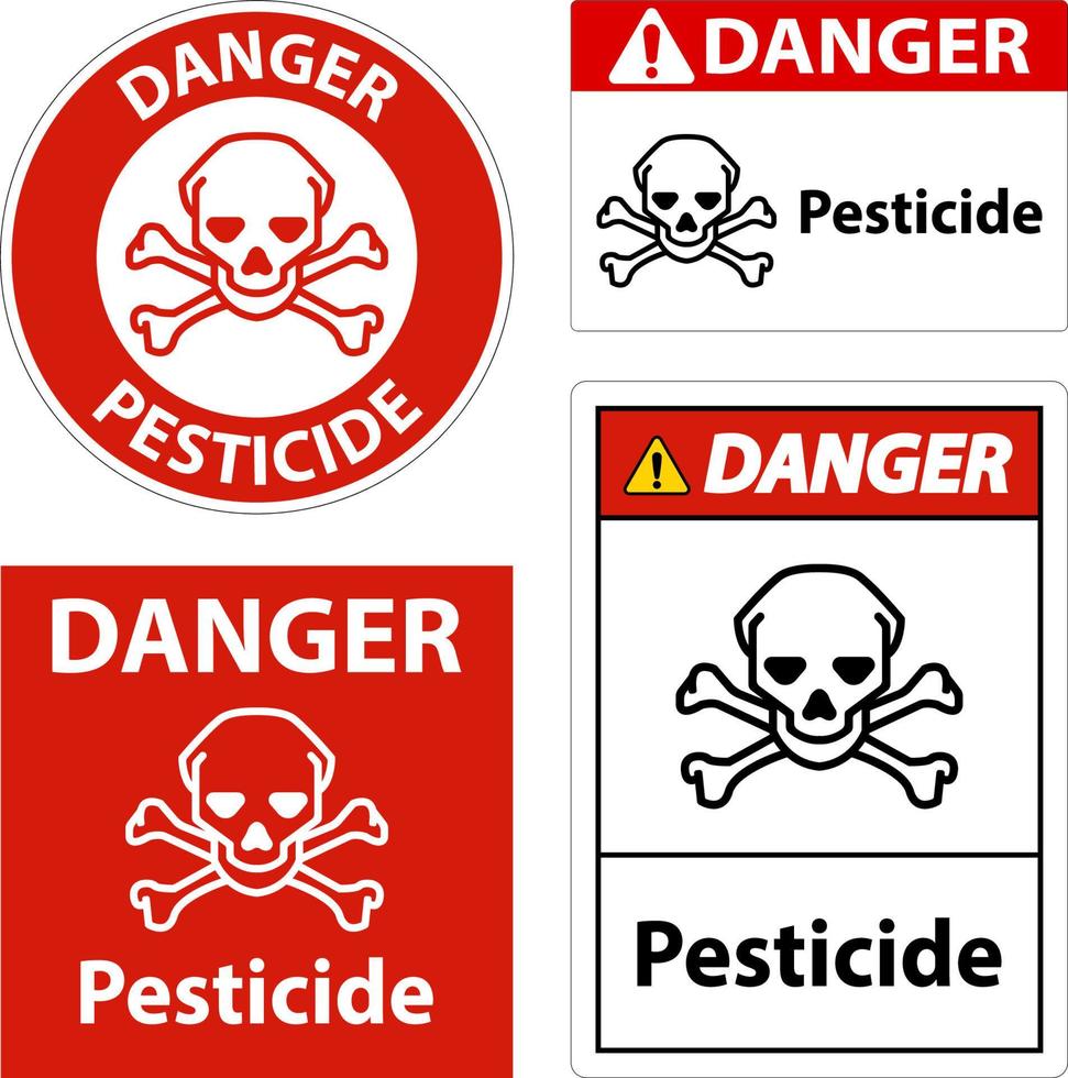 sinal de símbolo de pesticida de perigo no fundo branco vetor