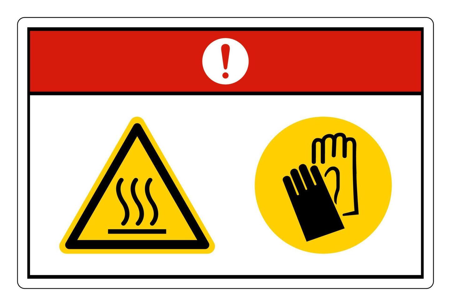 cuidado forno quente usar luvas de proteção símbolo sinal no fundo branco vetor