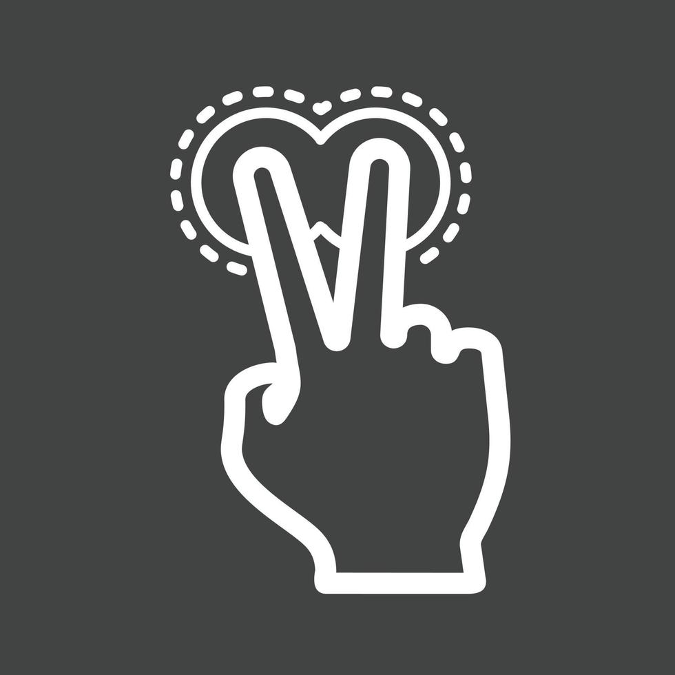 ícone invertido de linha de toque duplo com dois dedos vetor