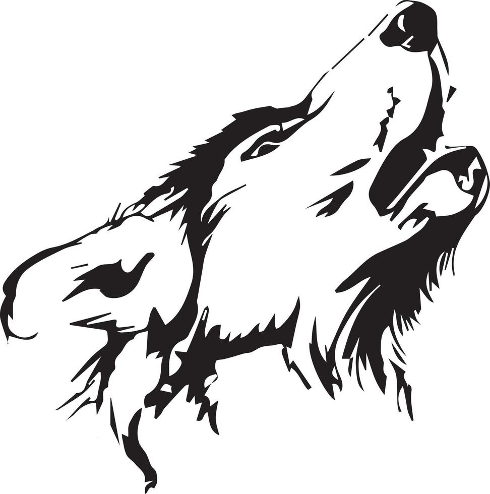 design de logotipo de ilustração de cabeça de lobo. arte vetorial de mascote lobo. imagem simétrica frontal de um lobo parecendo perigoso rosto de lobo vetor