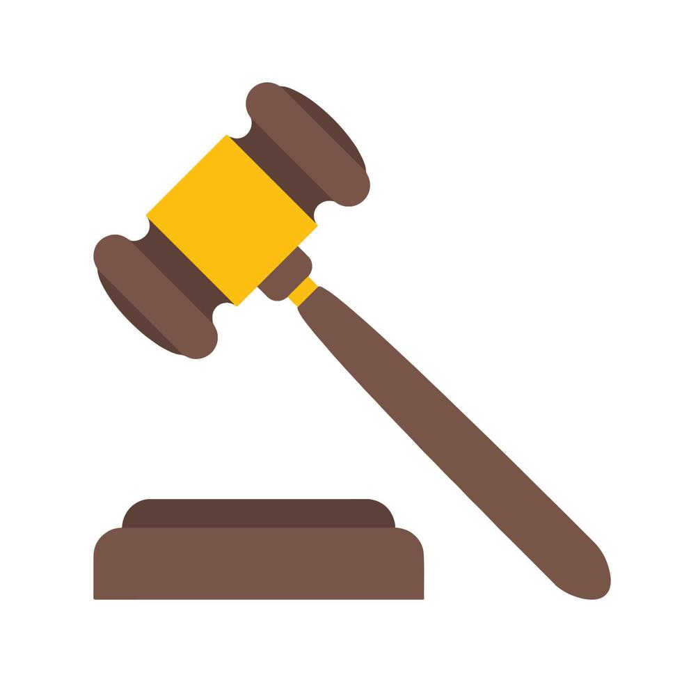 ilustração em vetor martelo de madeira de juiz, leilão, design plano, julgamento, ícone de leilão pode ser usado para web e dispositivos móveis