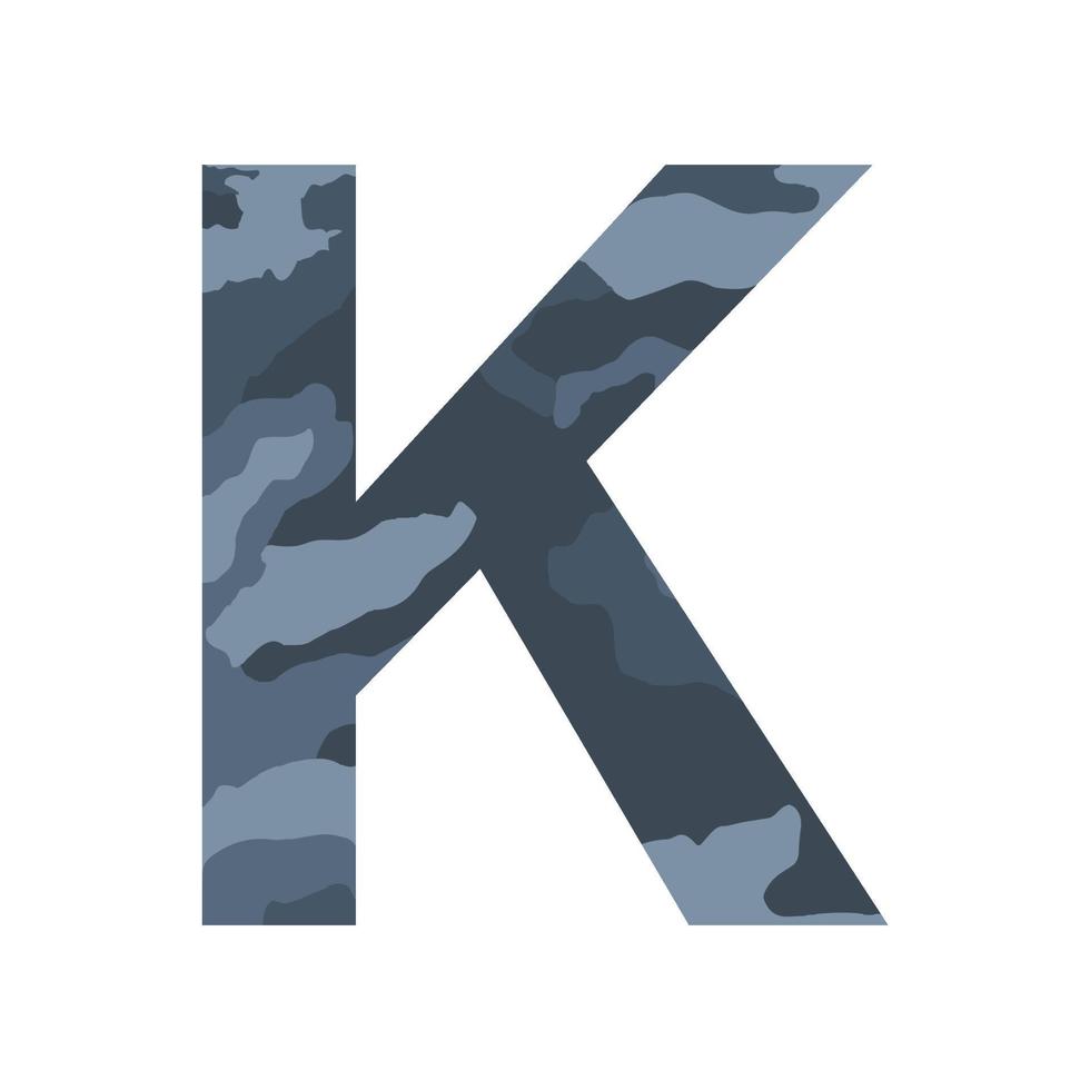 letra k do alfabeto inglês, estilo cáqui isolado no fundo branco - vetor