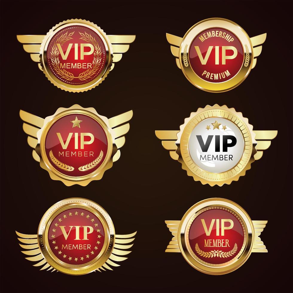 distintivo dourado de associação premium vip em fundo branco vetor