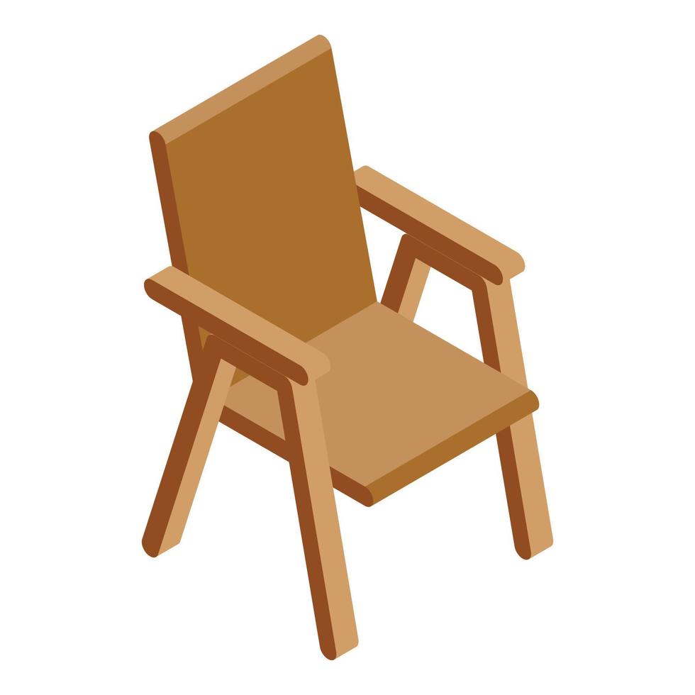 ícone de cadeira de madeira do pátio, estilo isométrico vetor