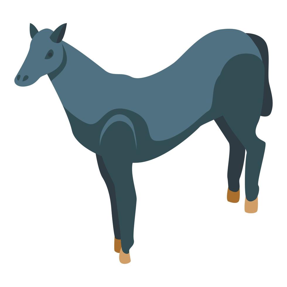 ícone de cavalo jovem preto, estilo isométrico vetor