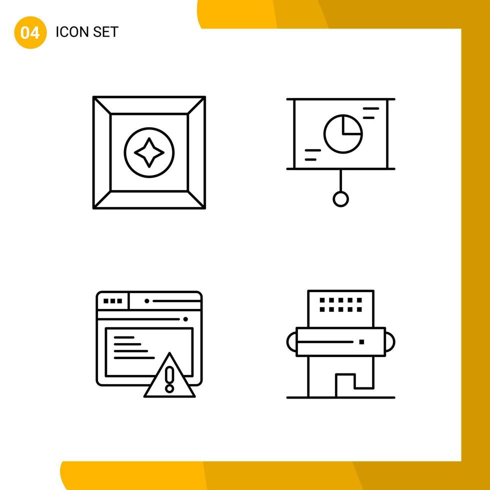 4 símbolos de contorno do pacote de ícones de estilo de linha de conjunto de ícones isolados em fundo branco para design de site responsivo de fundo criativo do vetor de ícones pretos