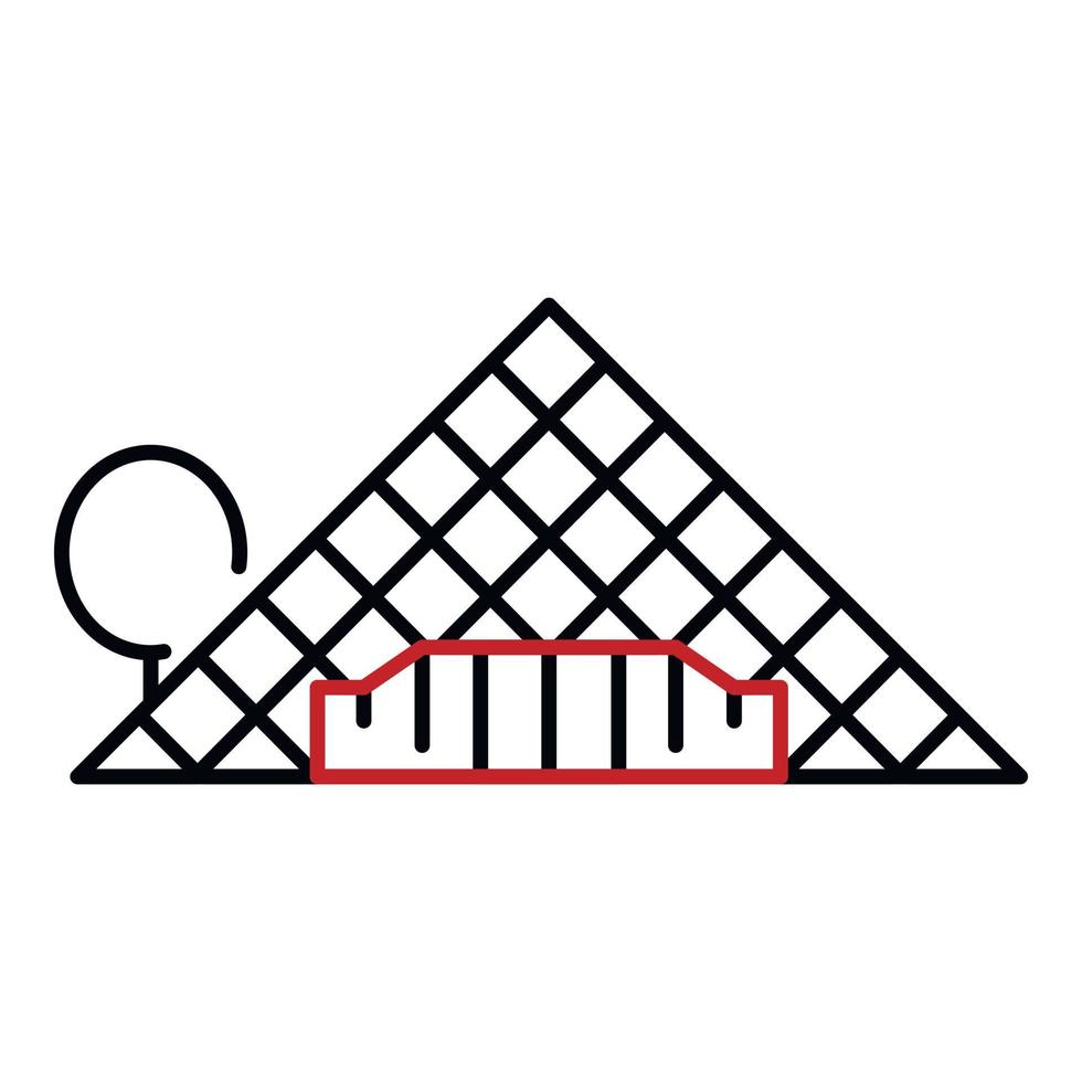 ícone de pirâmide de vidro paris, estilo de estrutura de tópicos vetor